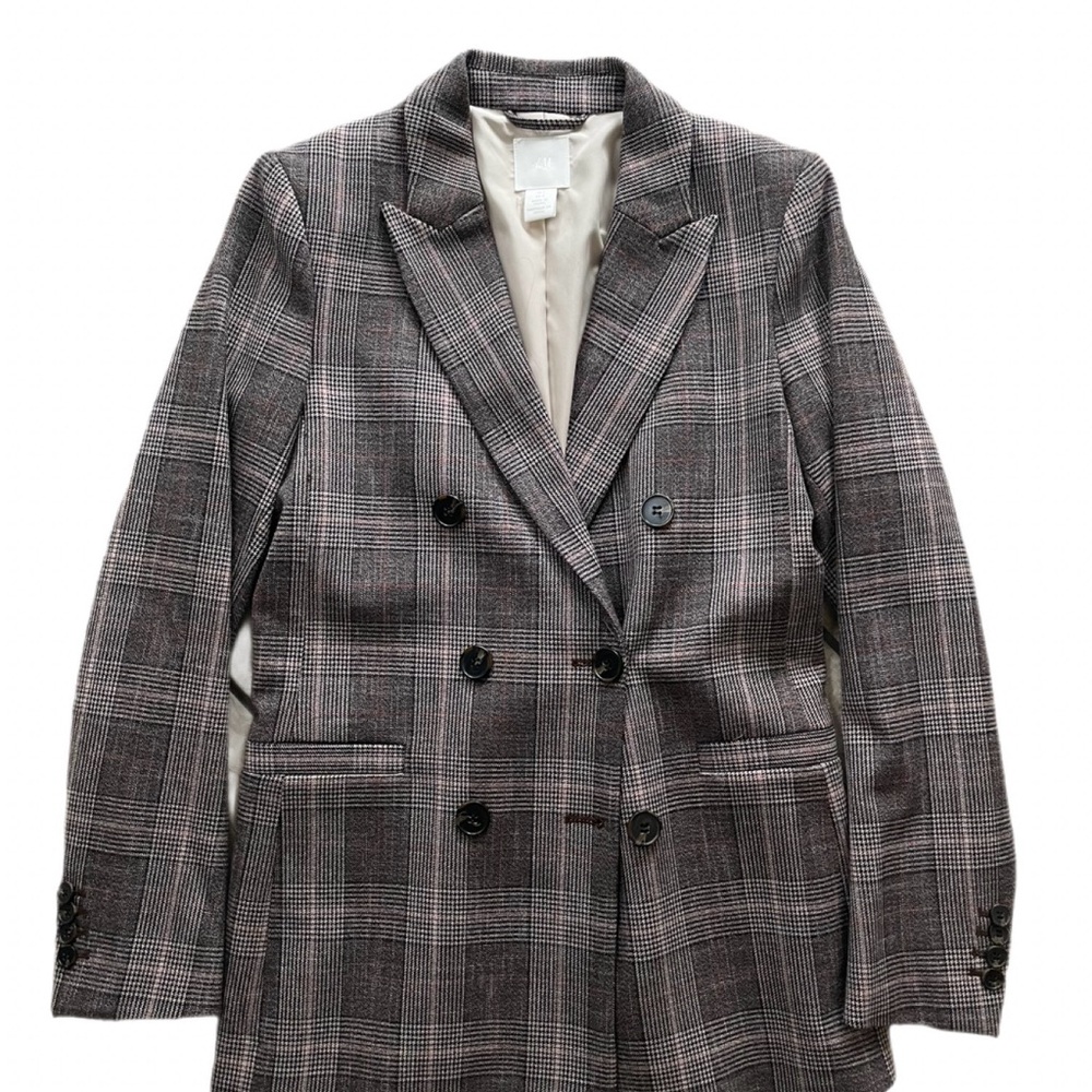 Plaid Double-Breasted Blazer